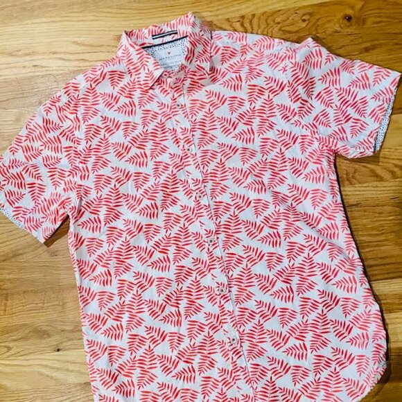 Mens Denim & Flower Palms Button Down - Picture 3 of 4